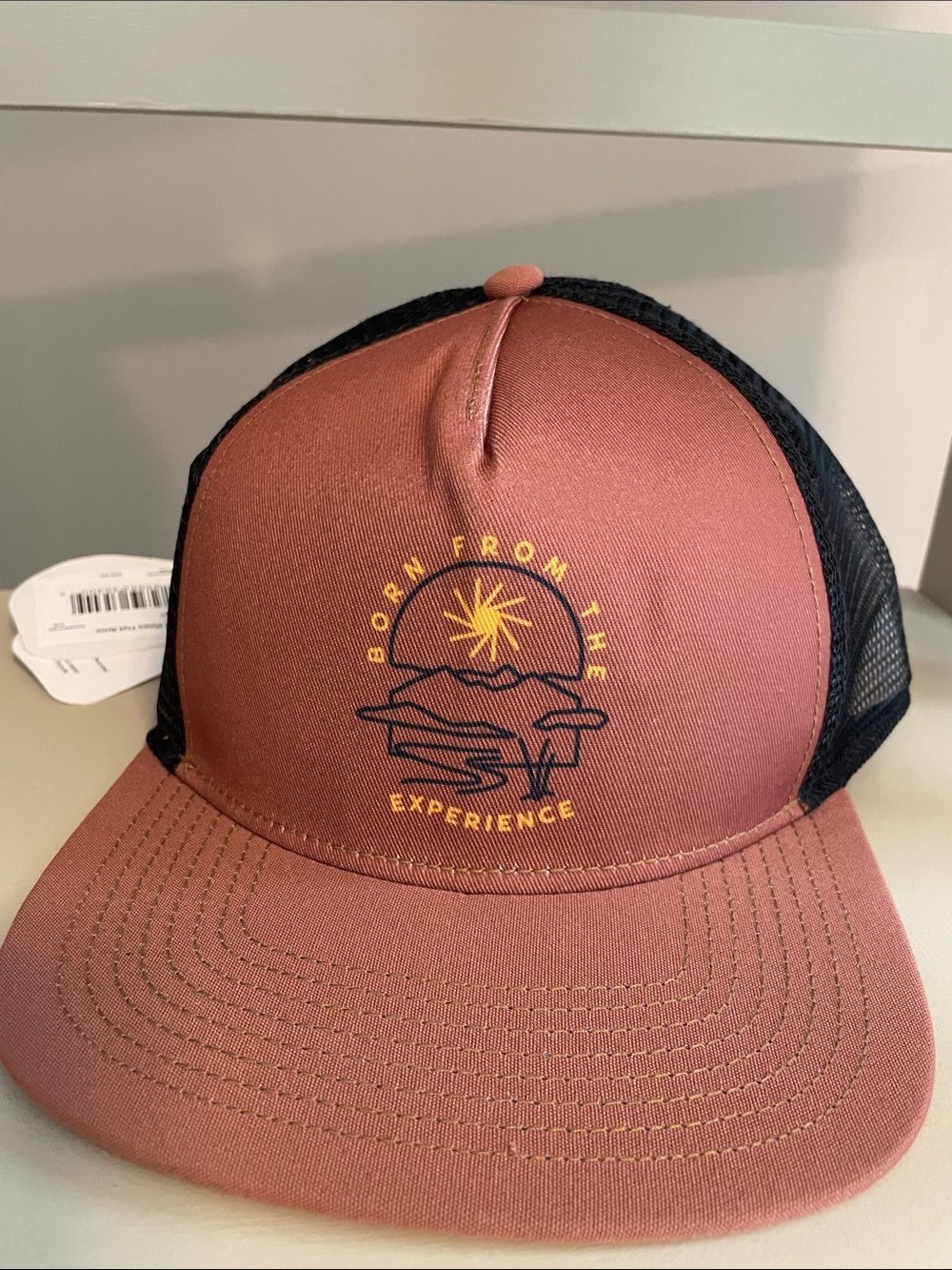 Prana Black Mesh Trucker Hat flat brim, snap back NEW with tags